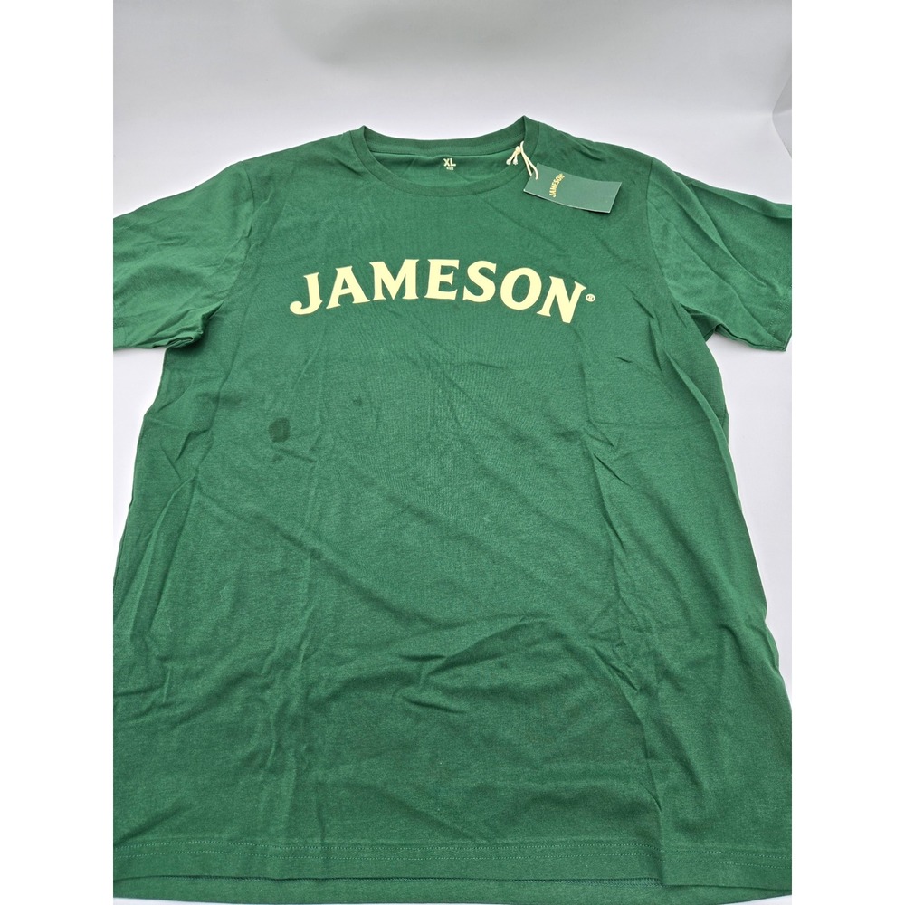 Jameson Irish Whiskey Graphic T-Shirt‎ Mens XL Green Short Sleeve NWT Stains